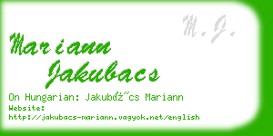 mariann jakubacs business card